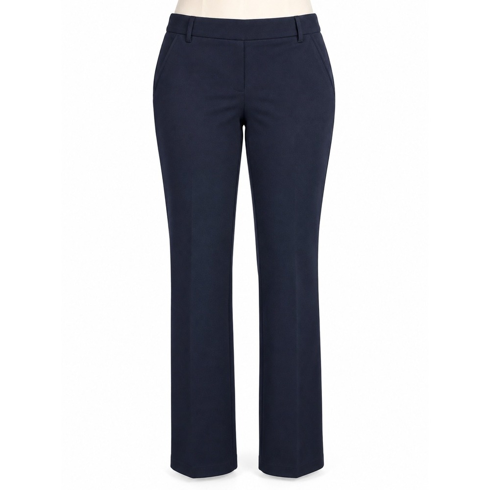 Quince Women's L Petite Navy Blue Stretch Slim Straight Pants Pull On